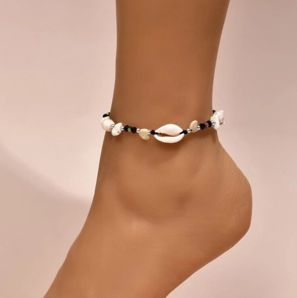 2 for $20 NWT Seashell & Crystal Boho Tie Ankle Bracelet/Fashion Anklet - Picture 4 of 4